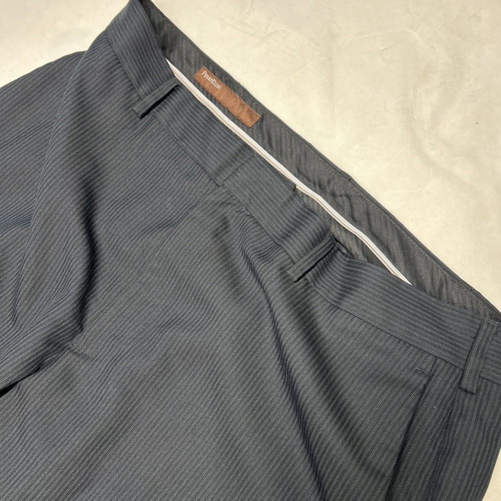 Perry Ellis Portfolio Dress Pants Mens 38x32 Black Pinstripe Modern Fit Career